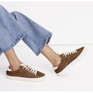 Madewell Sidewalk Low-Top Sneakers Spot Dot‎ Calf Hair Women's 7.5 Brown AA176